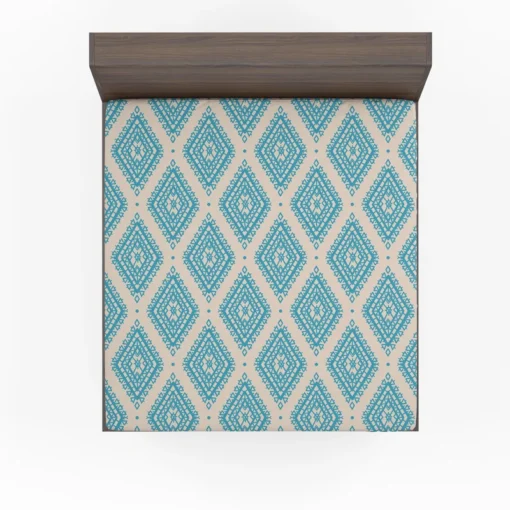 Tribal Ikat Blue Rhombus Design Fitted Sheet