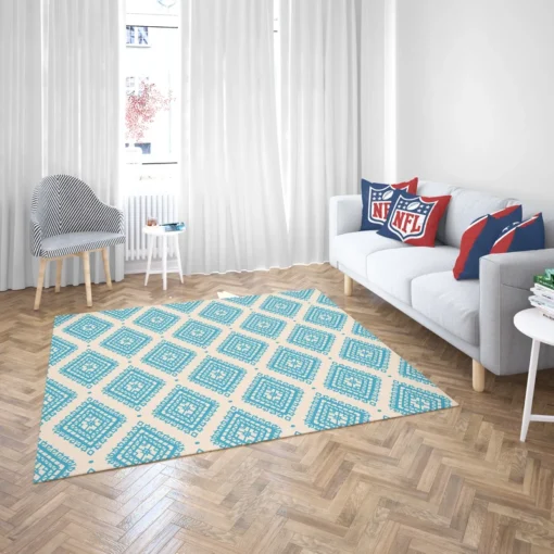 Tribal Ikat Blue Rhombus Design Rug 2