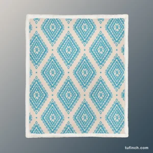 Tribal Ikat Blue Rhombus Design Sherpa Fleece Blanket 1