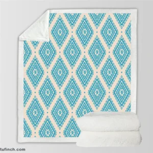 Tribal Ikat Blue Rhombus Design Sherpa Fleece Blanket