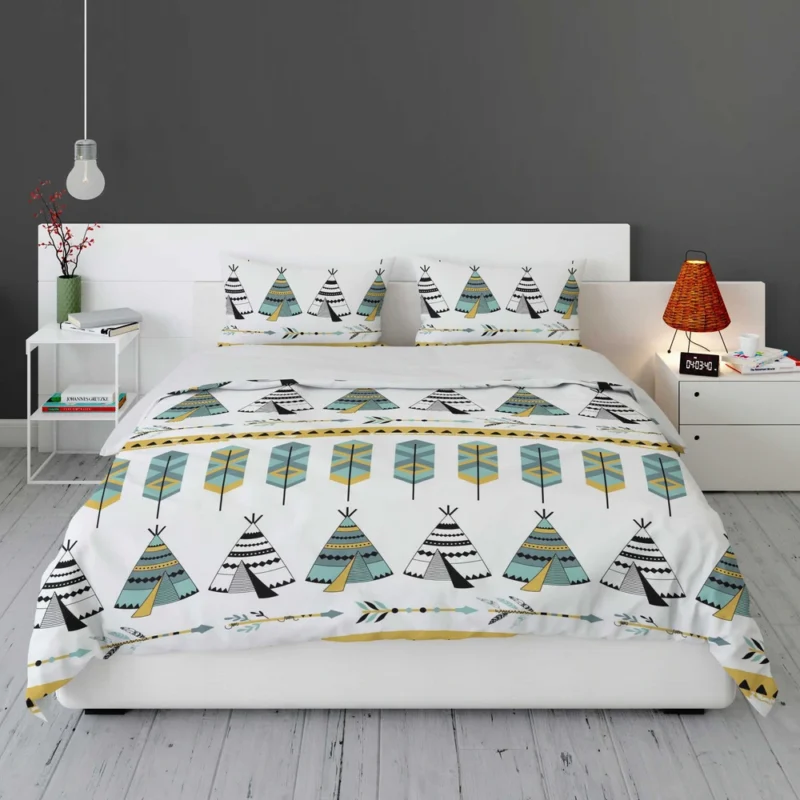 Tribal Native Wigwam Hut Design Bedding Set 1