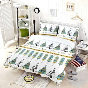 Tribal Native Wigwam Hut Design Bedding Set