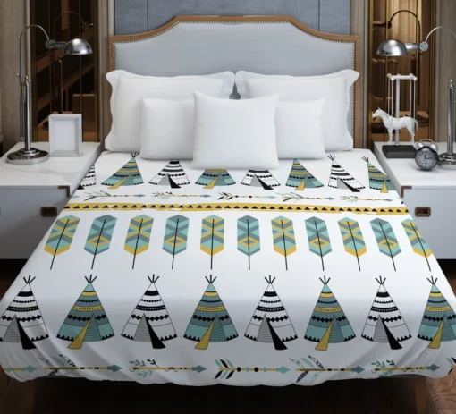 Tribal Native Wigwam Hut Design Duvet Cover