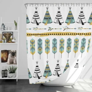 Tribal Native Wigwam Hut Design Shower Curtain