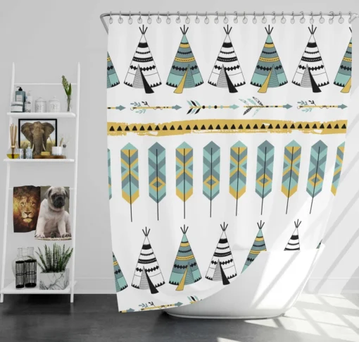 Tribal Native Wigwam Hut Design Shower Curtain