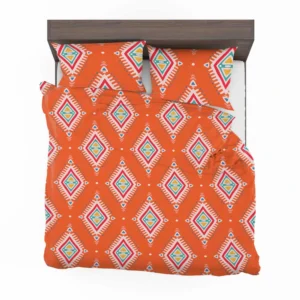 Tribal Orange And White Pattern Bedding Set 2