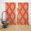 Tribal Orange And White Pattern Curtain