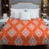 Tribal Orange And White Pattern Duvet Cover