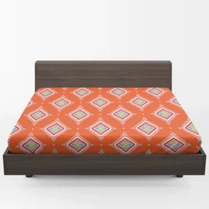 Tribal Orange And White Pattern Fitted Sheet 1