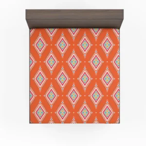 Tribal Orange And White Pattern Fitted Sheet