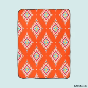 Tribal Orange And White Pattern Fleece Blanket 1