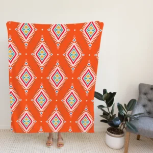 Tribal Orange And White Pattern Fleece Blanket