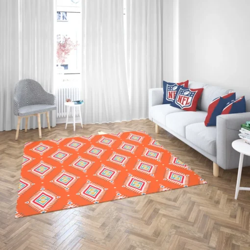 Tribal Orange And White Pattern Rug 2