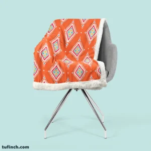 Tribal Orange And White Pattern Sherpa Fleece Blanket 2