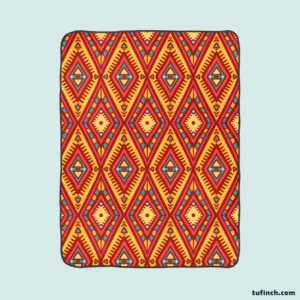 Tribal Rhombus Pattern In Orange And Pink Fleece Blanket 1