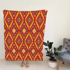 Tribal Rhombus Pattern In Orange And Pink Fleece Blanket