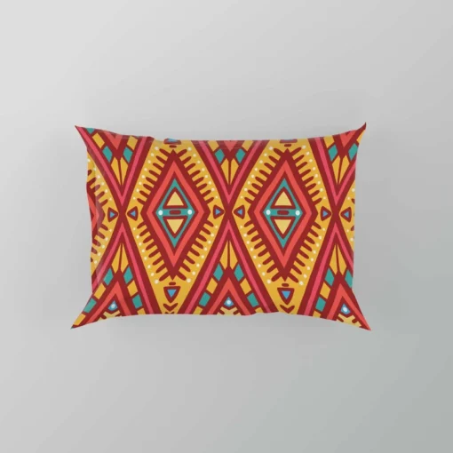 Tribal Rhombus Pattern In Orange And Pink Pillow Case