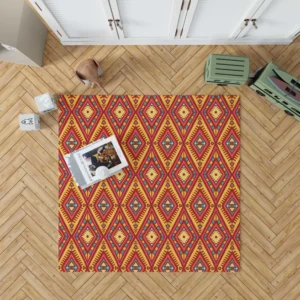 Tribal Rhombus Pattern In Orange And Pink Rug