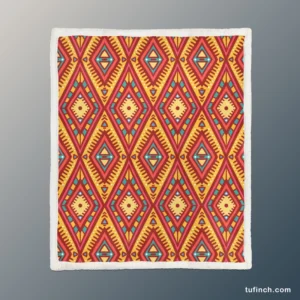 Tribal Rhombus Pattern In Orange And Pink Sherpa Fleece Blanket 1