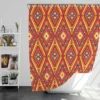 Tribal Rhombus Pattern In Orange And Pink Shower Curtain