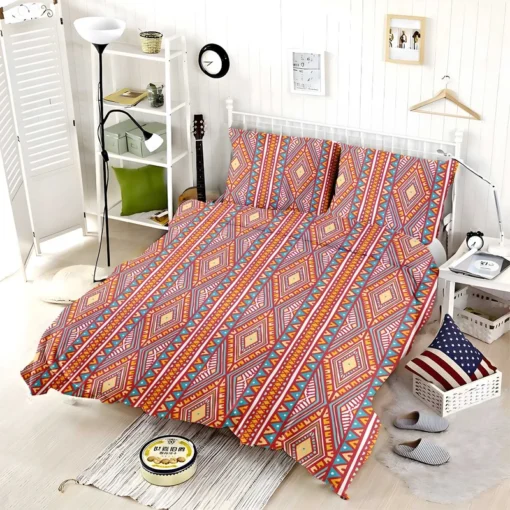 Tribal Striped Pattern Dots And Triangles Bedding Set