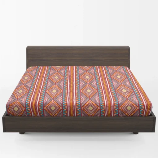 Tribal Striped Pattern Dots And Triangles Fitted Sheet 1