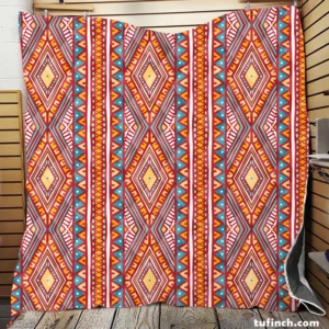 Tribal Striped Pattern Dots And Triangles Quilt Blanket