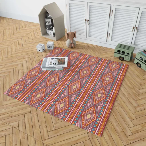 Tribal Striped Pattern Dots And Triangles Rug 1