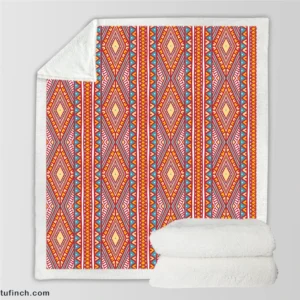 Tribal Striped Pattern Dots And Triangles Sherpa Fleece Blanket