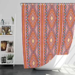 Tribal Striped Pattern Dots And Triangles Shower Curtain