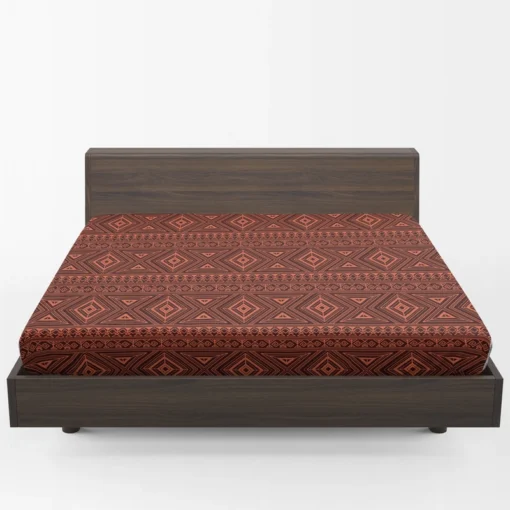 Tribal Style Brown Ethnic Design Fitted Sheet 1