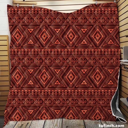 Tribal Style Brown Ethnic Design Quilt Blanket