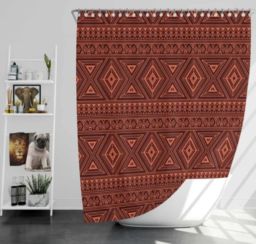 Tribal Style Brown Ethnic Design Shower Curtain