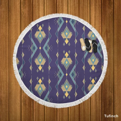 Tribal Vintage Ethnic Design Round Beach Towel