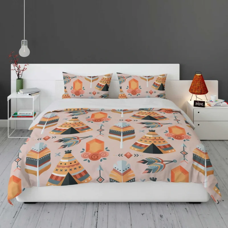 Tribal Wigwam Hut Pattern Bedding Set 1