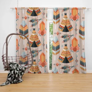 Tribal Wigwam Hut Pattern Curtain