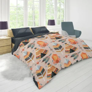 Tribal Wigwam Hut Pattern Duvet Cover 1