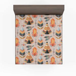 Tribal Wigwam Hut Pattern Fitted Sheet