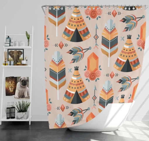 Tribal Wigwam Hut Pattern Shower Curtain