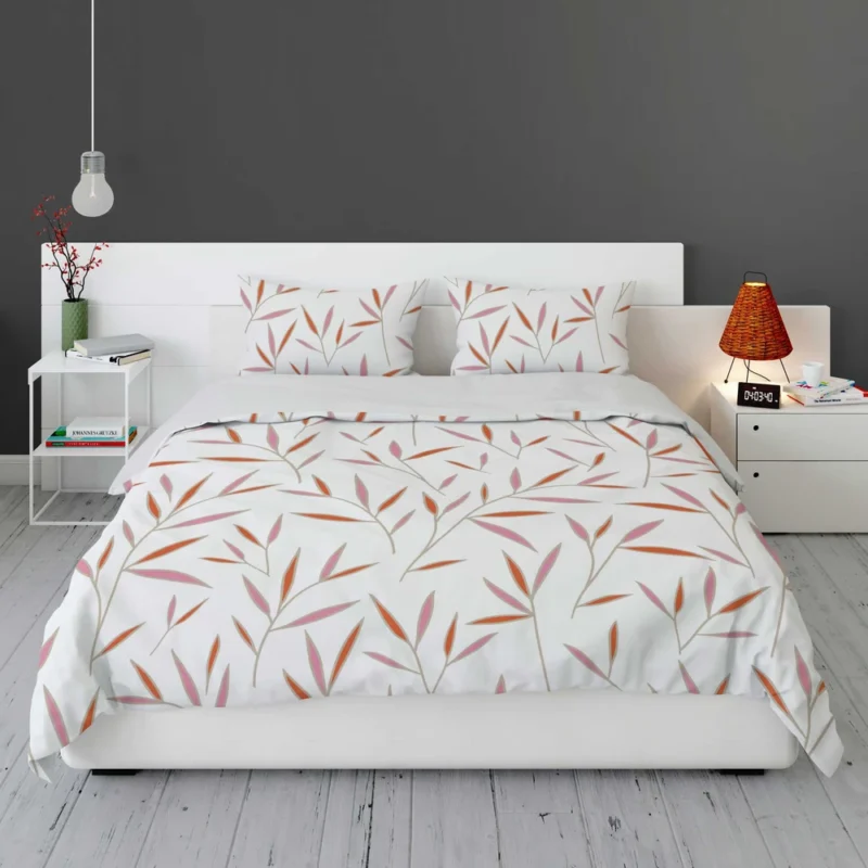 Tropical Bamboo Leaves Minimalist Bedding Set 1