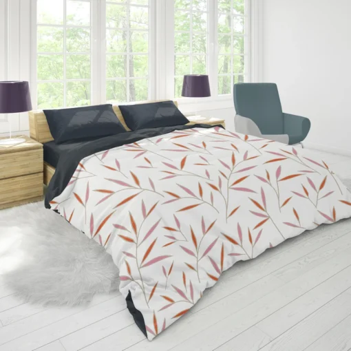 Tropical Bamboo Leaves Minimalist Duvet Cover 1