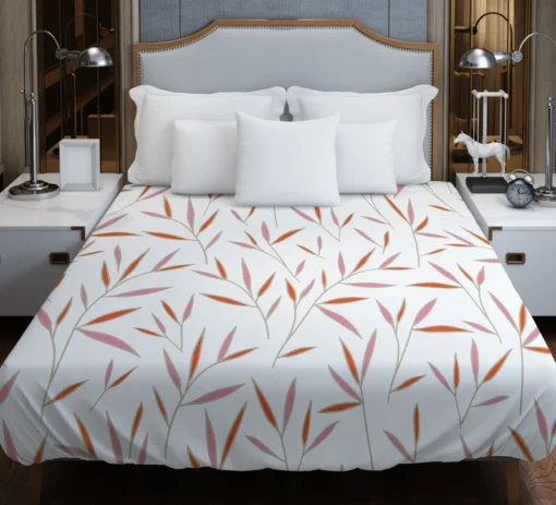 Tropical Bamboo Leaves Minimalist Duvet Cover