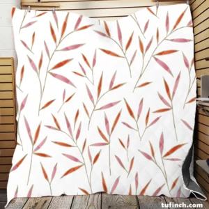 Tropical Bamboo Leaves Minimalist Quilt Blanket