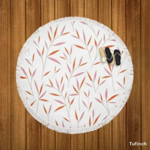 Tropical Bamboo Leaves Minimalist Round Beach Towel