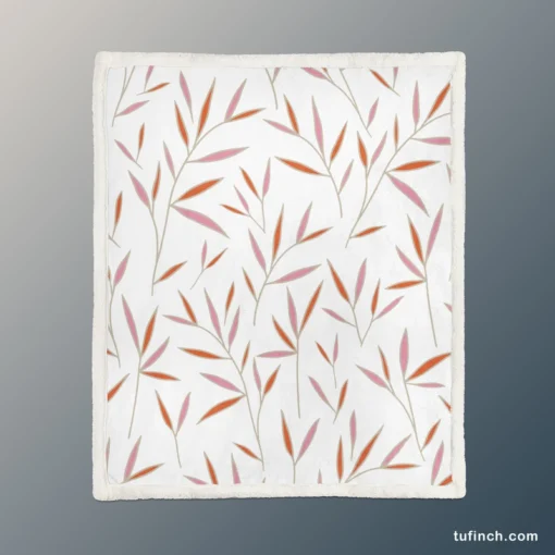 Tropical Bamboo Leaves Minimalist Sherpa Fleece Blanket 1