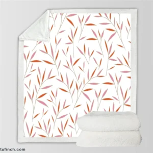 Tropical Bamboo Leaves Minimalist Sherpa Fleece Blanket