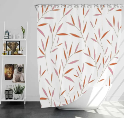 Tropical Bamboo Leaves Minimalist Shower Curtain