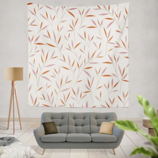 Tropical Bamboo Leaves Minimalist Wall Tapestry