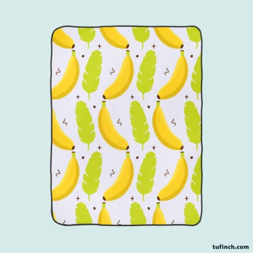 Tropical Banana And Leave Fleece Blanket 1