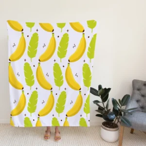 Tropical Banana And Leave Fleece Blanket